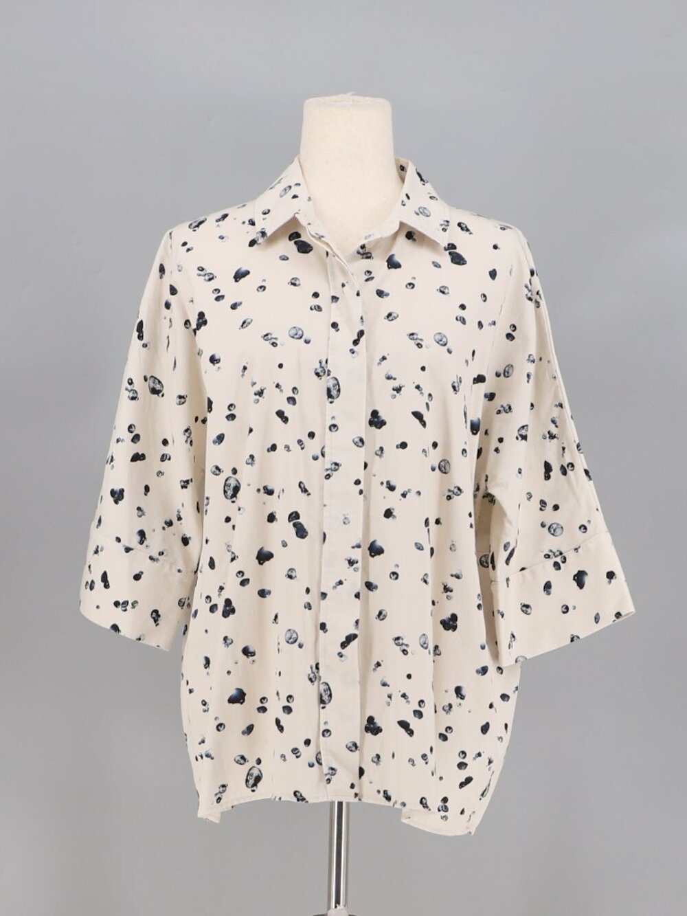 COS Abstract Dot Print 3/4 Sleeve Button Front Shirt Size XS
